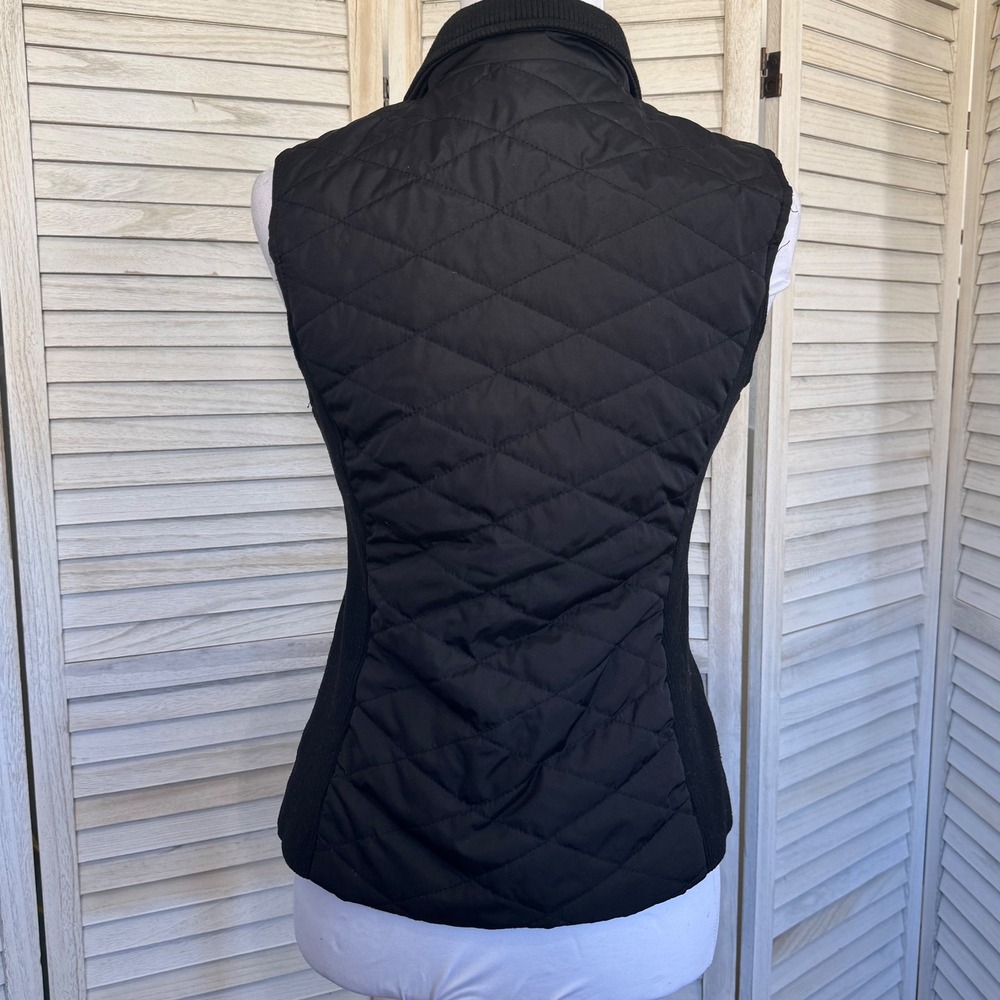 Marc New York Andrew Marc Black Quilted Puffer Vest Gold Zipper Ribbed Sides PS - Picture 3 of 12